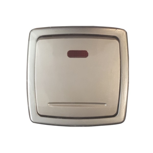 Kapcsoló s 2p+glimm ezüst+keret