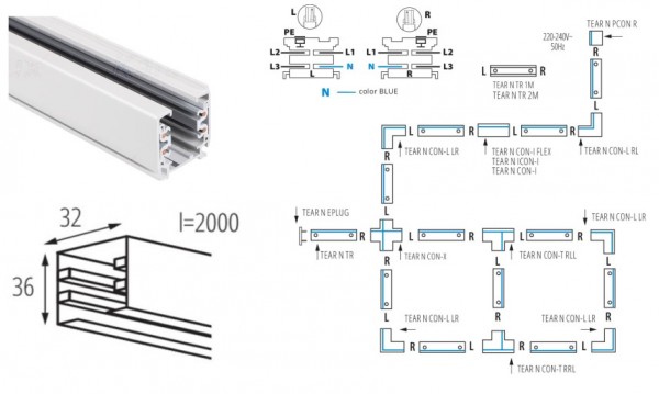 Vezetősín 3f 2m fehér