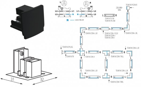 Sínrendszer 3f végzáró fekete