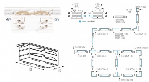 Sínrendszer 3f toldó elem fehér