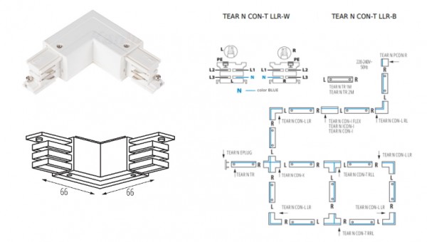 Sínrendszer 3f L-csatalakozó fehér