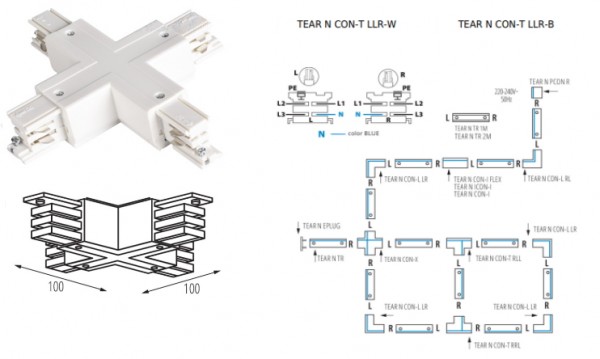 Sínrendszer 3f X-csatlakozó fehér