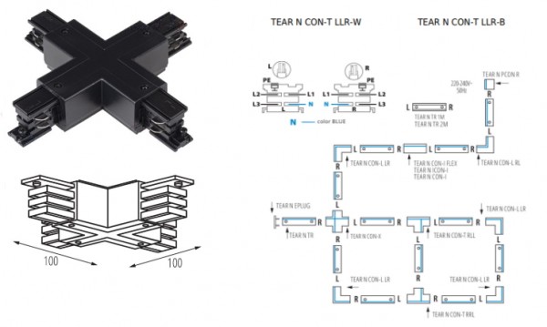 Sínrendszer 3f X-csatlakozó fekete