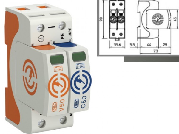 Túlfesz.levezető 1P+N B+C (1-2)