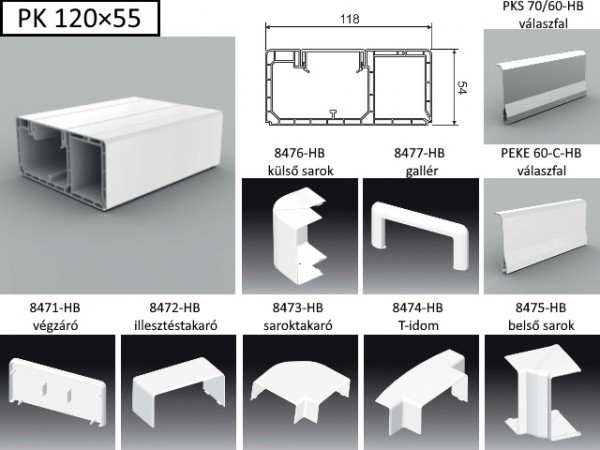 Műanyag csatorna külső könyök 120x55