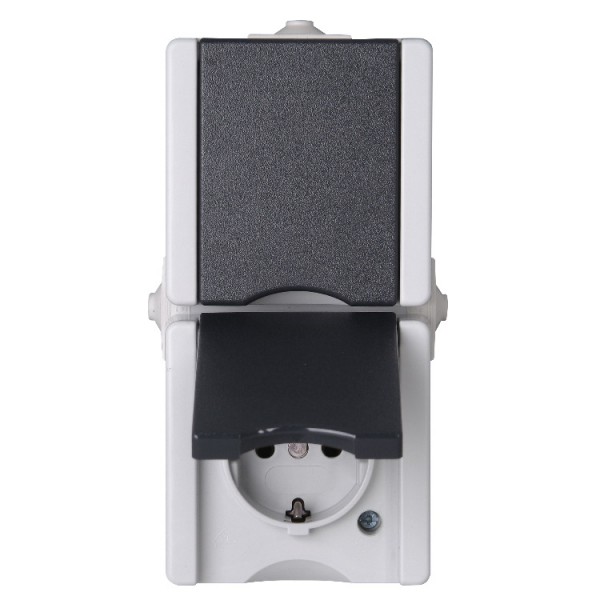 Dugalj fk 2x2p+f szürke IP44 függ.