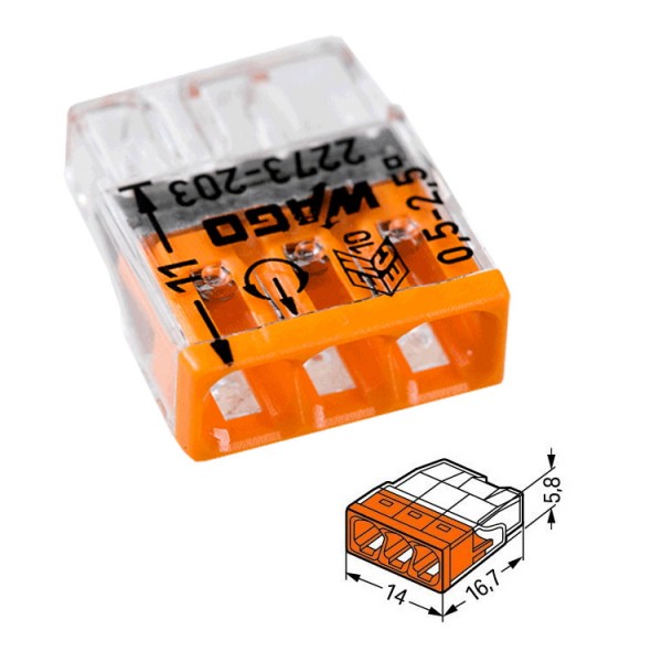 Rugós vezetékösszekötő 3Tx0,5-2,5 24A