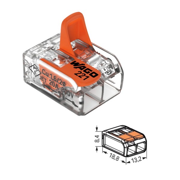Rugós vezetékösszekötő 2S nyitható 32A