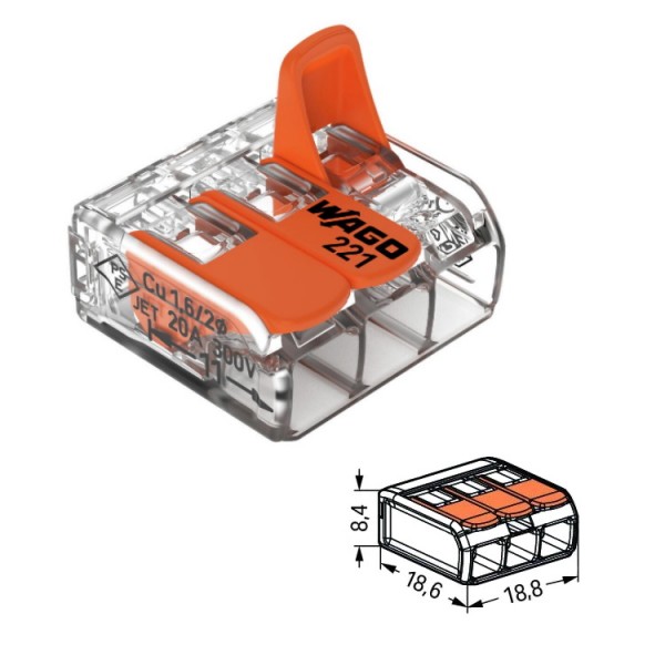 Rugós vezetékösszekötő 3S nyitható 32A