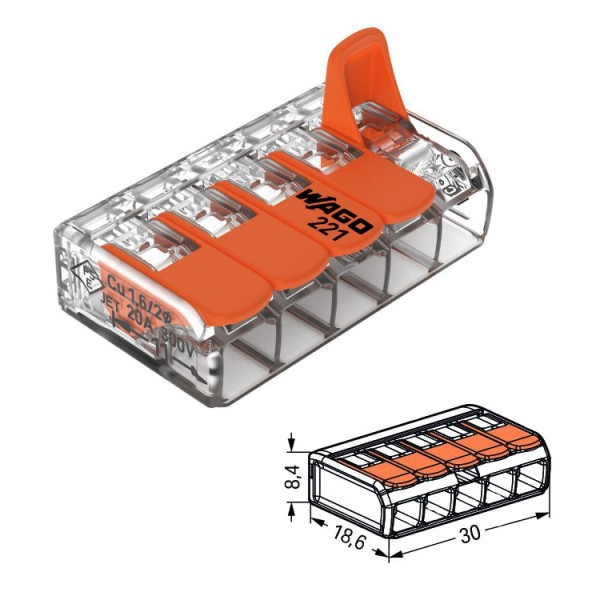 Rugós vezetékösszekötő 5S nyitható 32A