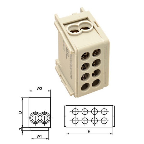 Fővezeték kapocs 1P 2x25/x16mm2 zárt