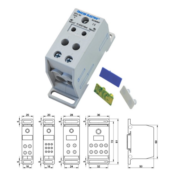 Fővezeték kapocs 1P 50/4x16mm2 kék