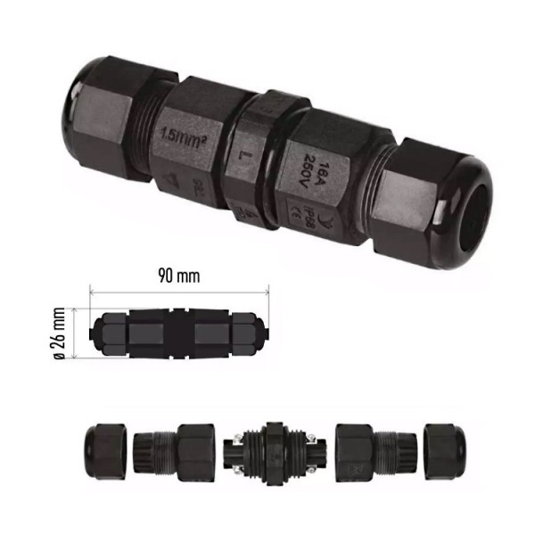 Kábelösszekötő kültéri 3x2,5mm2 IP65