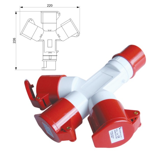 Dugalj függő 16A 3x(3P+N)