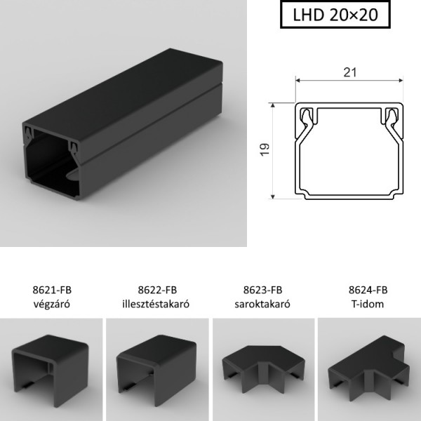 Műanyag CSATORNA 20x20 fekete