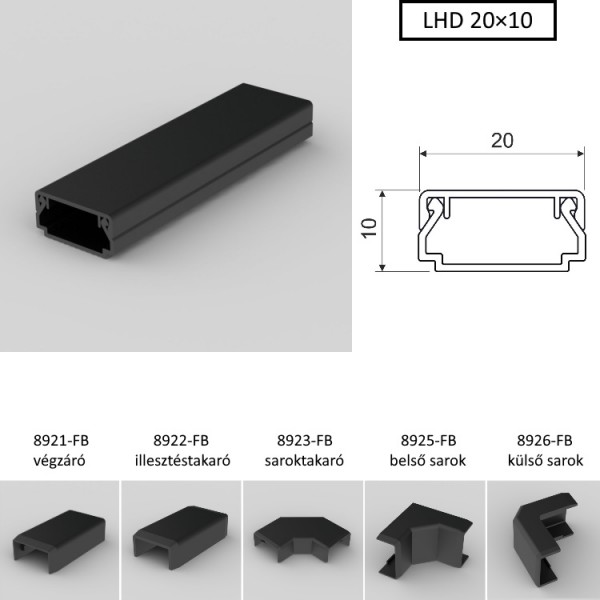 Műanyag CSATORNA 20x10 fekete