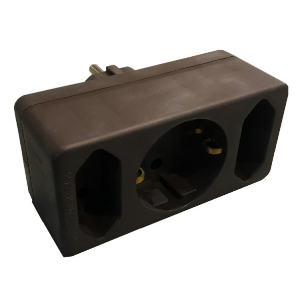 Elosztó 2x2p+f barna