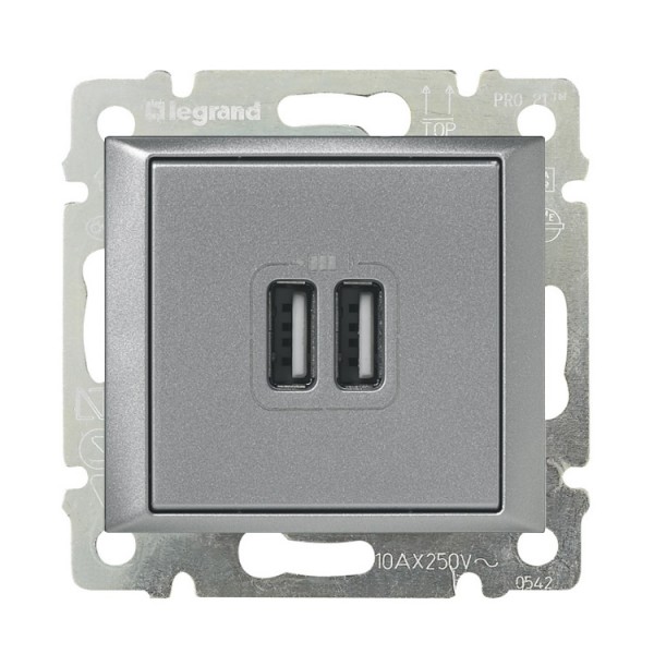 Kettős USB töltőaljzat 5V 1500ma alu