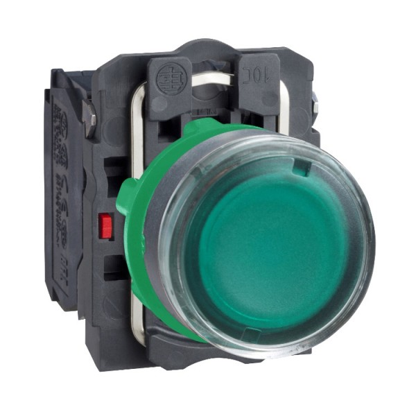 Nyomógomb 22mm zöld LED 24V