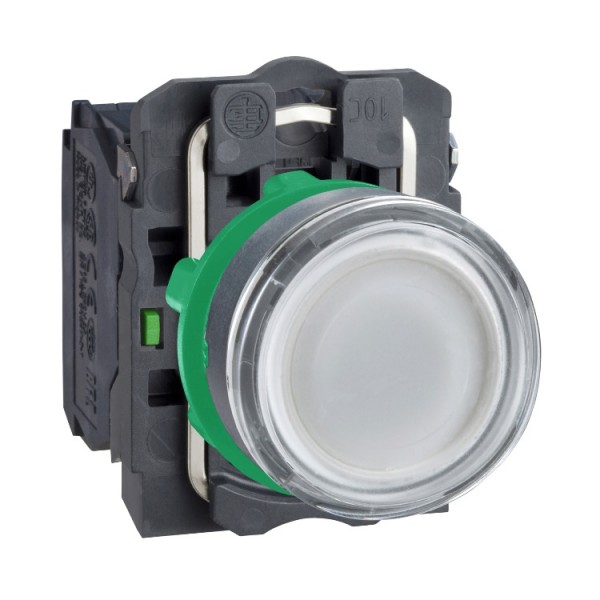 Nyomógomb 22mm fehér LED 250V