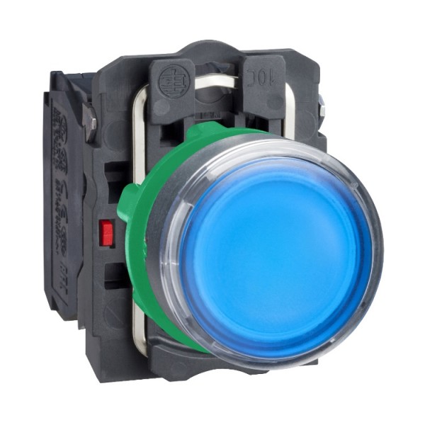 Nyomógomb 22mm kék LED 24V