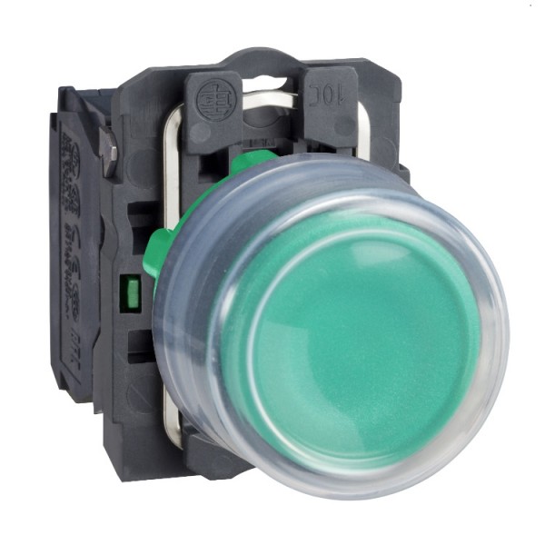 Nyomógomb 22mm zöld tömített