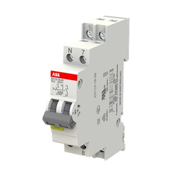 Kapcsoló TS35 16A 2p KI/BE 1M szürke+L