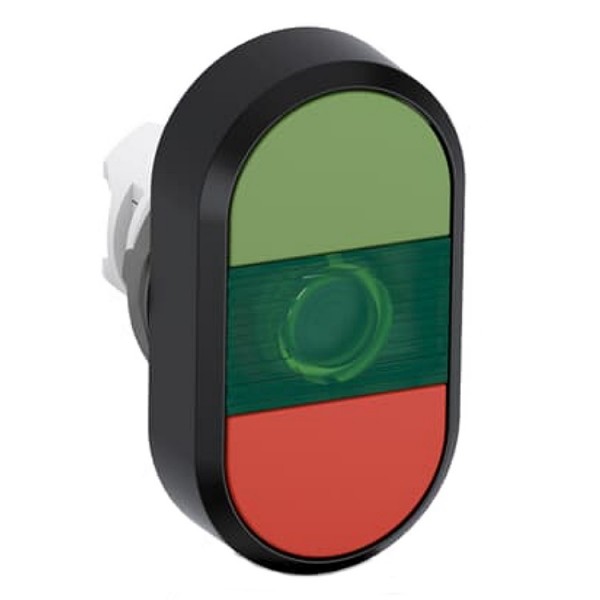 Dupla nyomógombfej piros-zöld+jelzőlámp.
