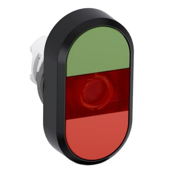 Dupla nyomógombfej piros-zöld+jelzőlámp.
