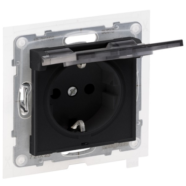 Dugalj s 2p+f GYV fekete+csapfedél IP44