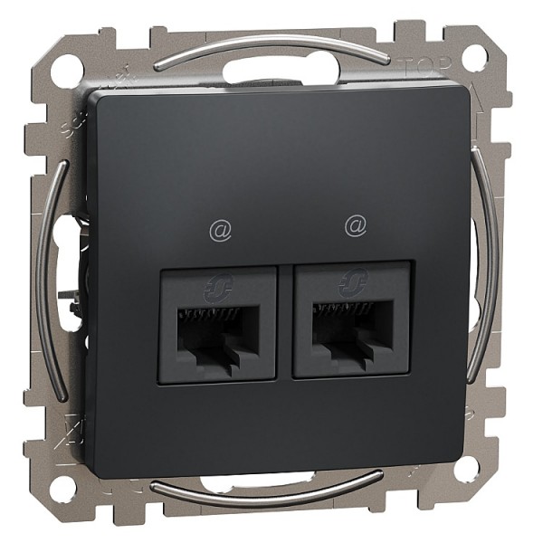 Dugalj s 2xRJ45 UTP Cat5e antracit