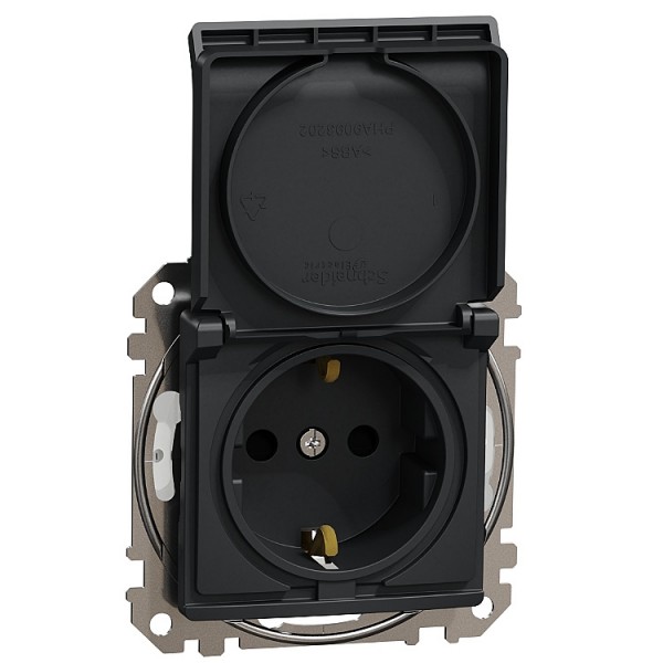 Dugalj s 2p+f GYV antracit+csapfedélIP44