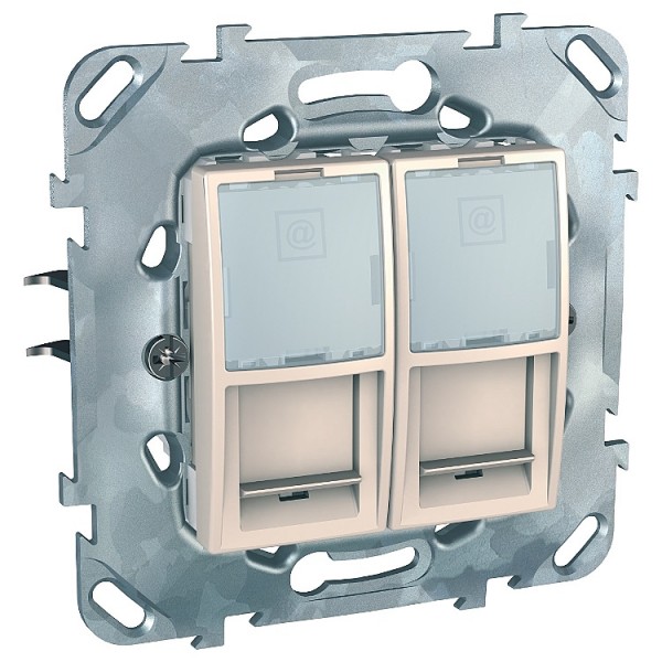 Dugalj s RJ45x2 UTP CaT5e krém