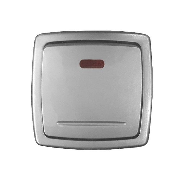 Kapcsoló s nyomó+glimm ezüst+keret