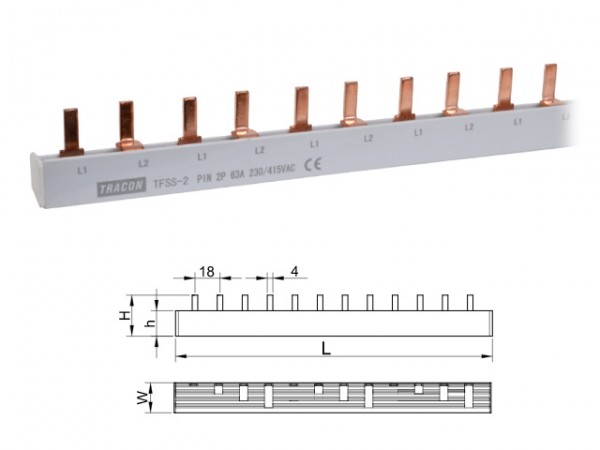 Bekötősín csapos 2p 17,5mm 10mm2 29x2mod