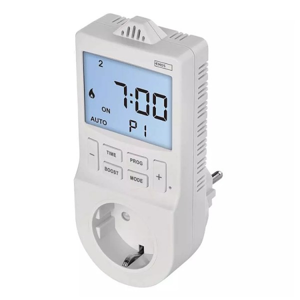 Szobatermosztát dugaljba 16A dig. prog.
