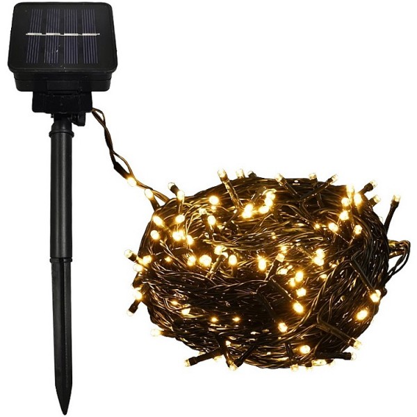 Fényfüzér 100LED meleg 10m napelemes