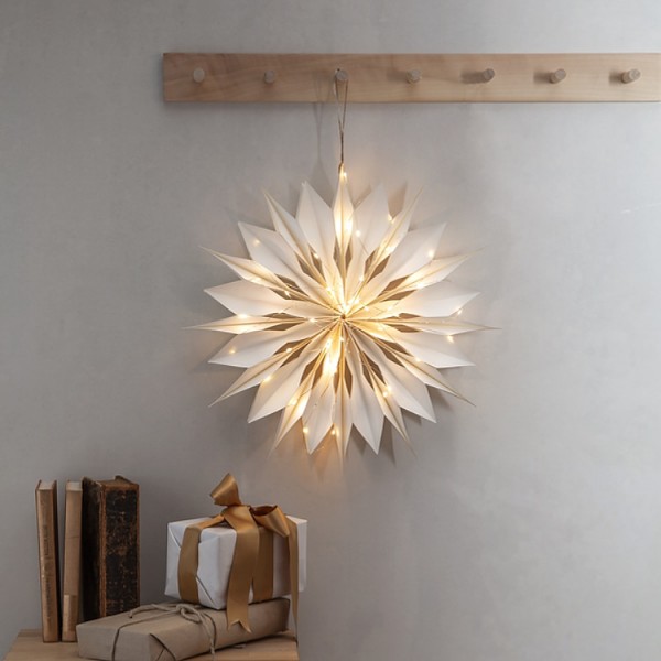 Dekorációs csillag fehér LED 3AA +timer