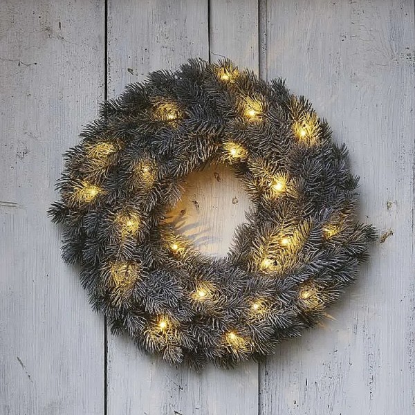 Fényfüzér 20LED meleg koszorú d=40cm 2AA