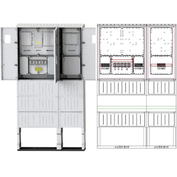 Mérőszekrény 3mérő M63.80A földkáb.álló