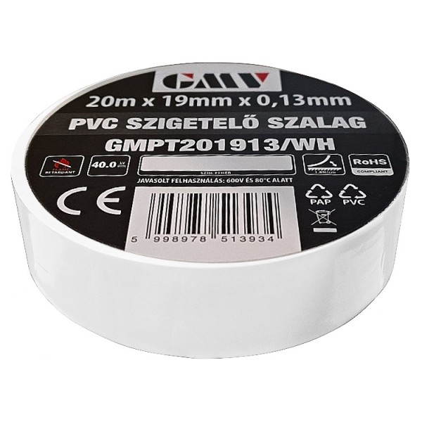 Szigetelőszalag 20x19 fehér