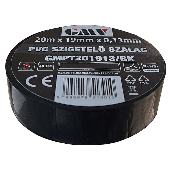 Szigetelőszalag 20x19 fekete