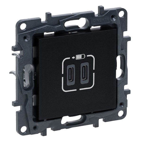 Dugalj s USB-C fekete 3A