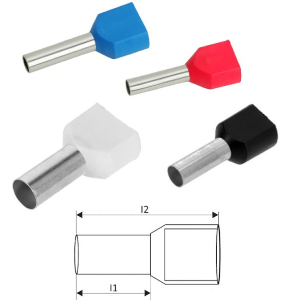 Érvéghüvely 2x2,5mm2 szig.kék L=13mm
