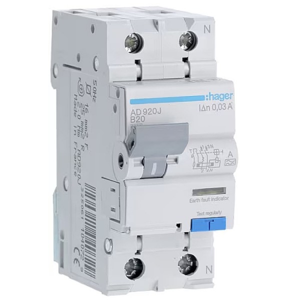 Kismegszakító+áramvédő 1B+N 20A 30mA A