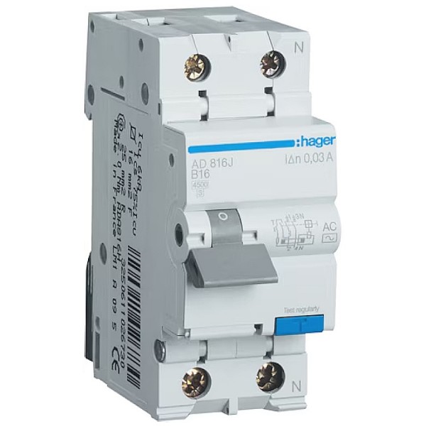 Kismegszakító+áramvédő 1B+N 16A 30mA AC