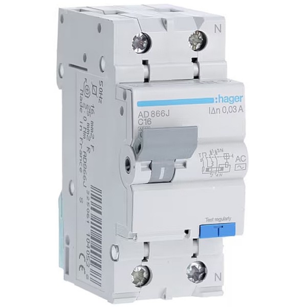 Kismegszakító+áramvédő 1C+N 16A 30mA AC