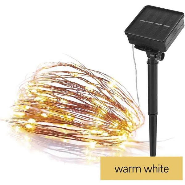 Fényfüzér 120LED meleg 12m napelemes