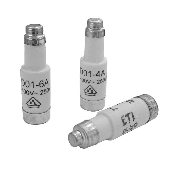 Biztosító betét D01 6A gl/gg lomha ker.