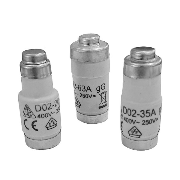 Biztosító betét D02 50A gl/gg lomha ker.